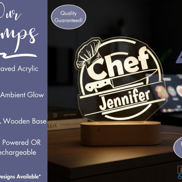 Chef Night Light – Personalized LED Nightlight for Food Lovers - Picture 3 of 8